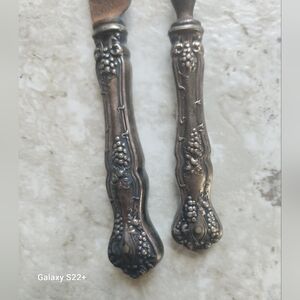 Vintage Serving knife and fork with grape vine style and small ladle